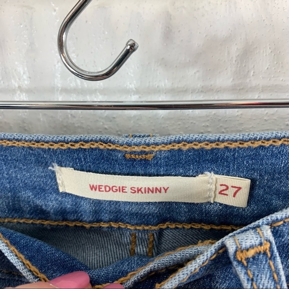 Levis Wedgie Distressed Skinny Jeans 27 Button Fly - Picture 5 of 8